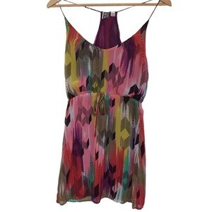 ROXY QuickSilver summer spring mini dress multicoloured pink yellow red black XS